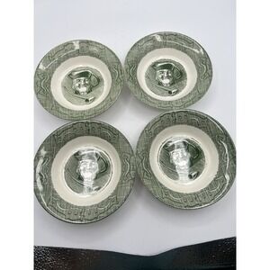 The Old Curiosity Shop Berry Dessert Fruit Bowls Green Royal Transfer Set of 4